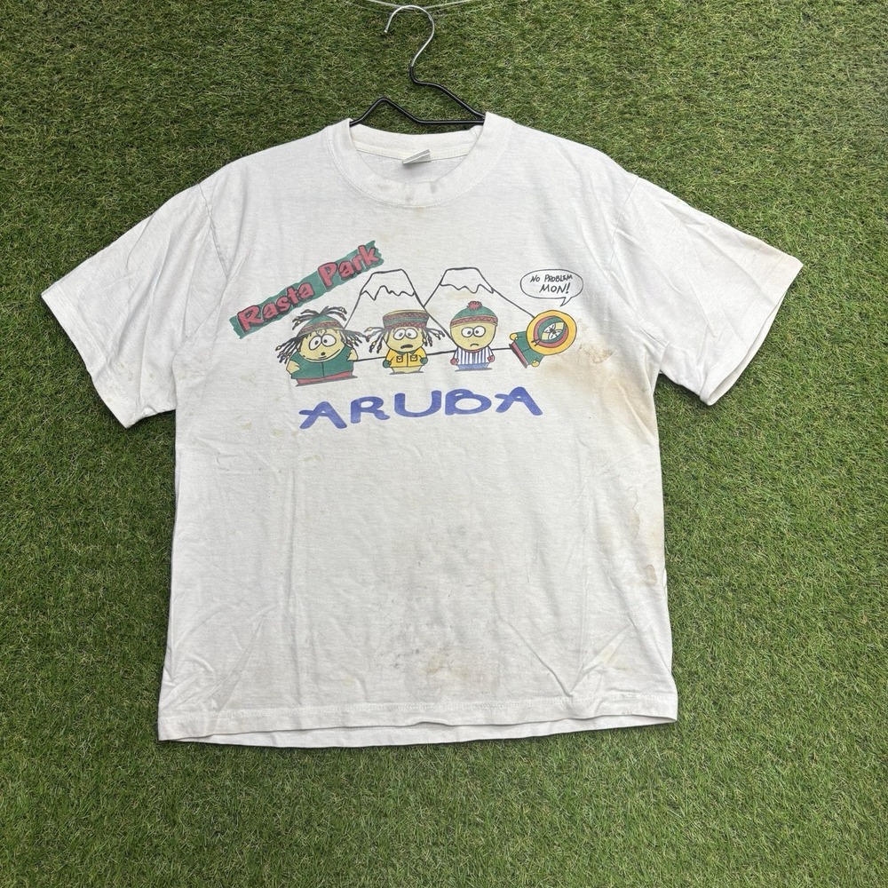 Vintage South Park Parody "Rasta Park" Shirt Mens Medium Aruba One Happy Island